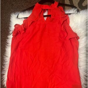 RED HALTER NECK BLOUSE